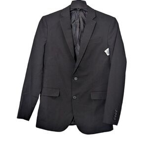 J. Ferrar Mens Size 40L Black Slim Fit Long Sleeve Single Breasted Blazer